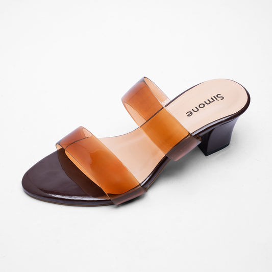 Ladies Transparent Strap Box Heel