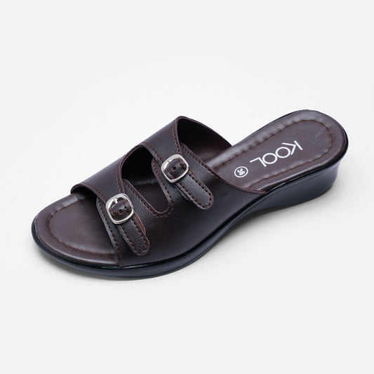 Ladies Double-Buckle Slide Sandals