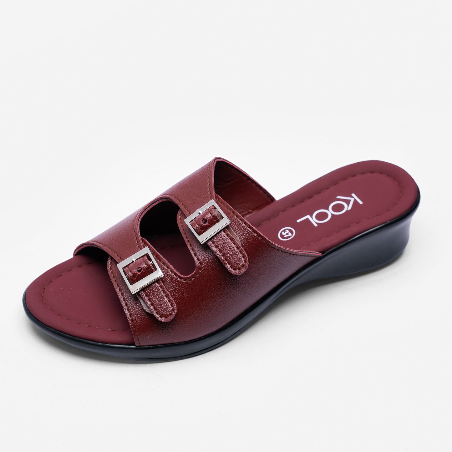Ladies Double-Buckle Slide Sandals