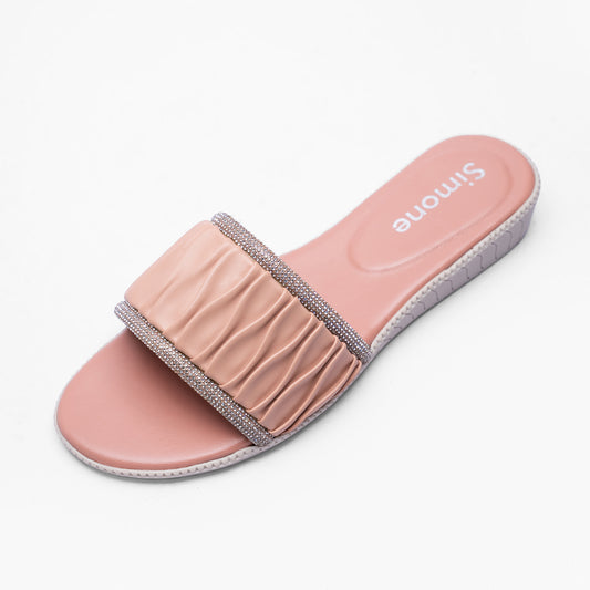 Ladies Embellished Padded Slide Sandals