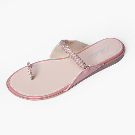 Ladies Rhinestone Toe-Ring Slide Sandals