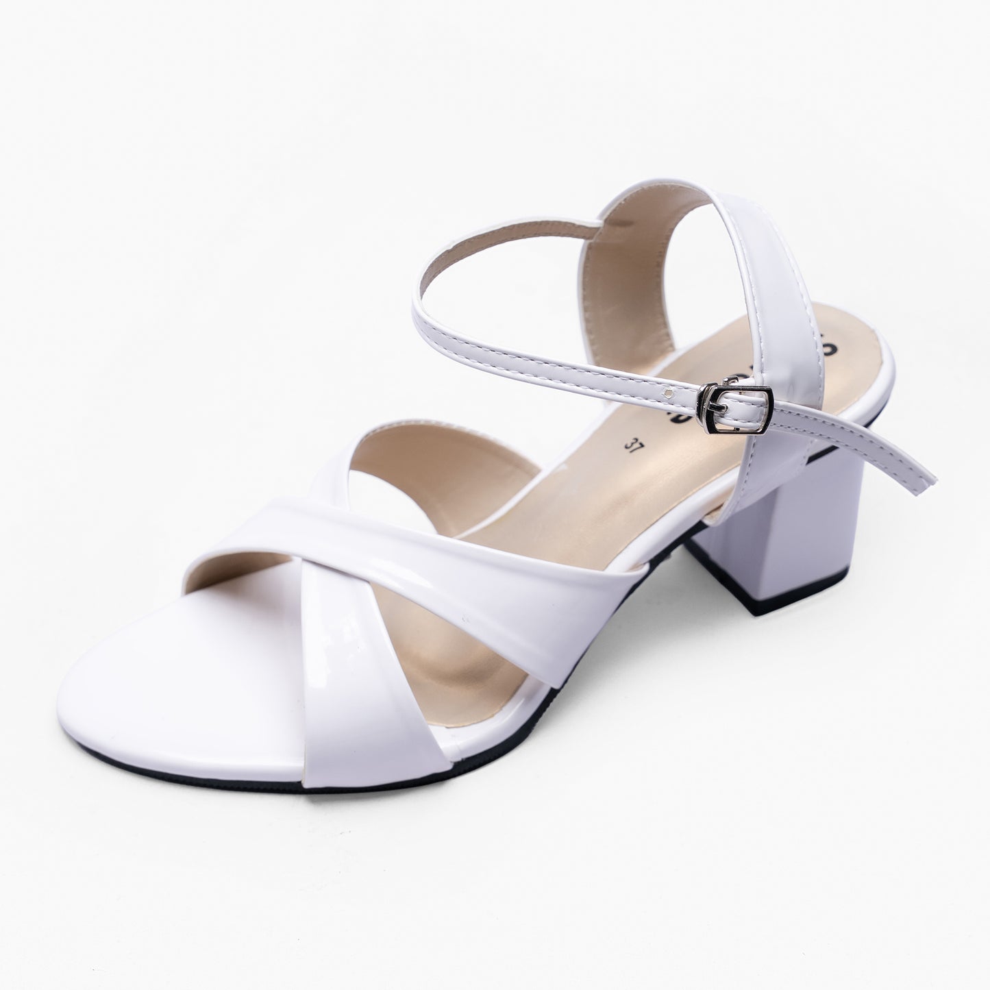 Ladies Criss-Cross Strap Box Heel Sandals