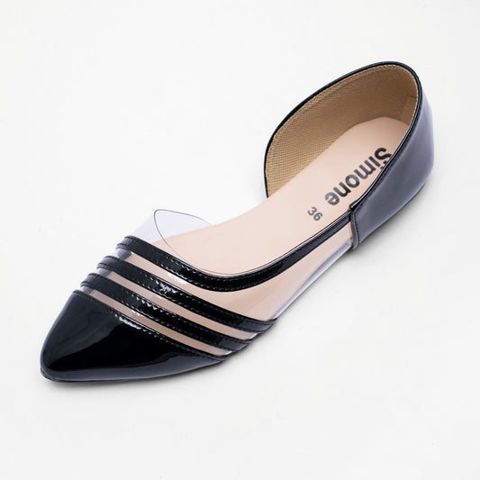 Ladies D'Orsay Striped Transparent Court Shoe