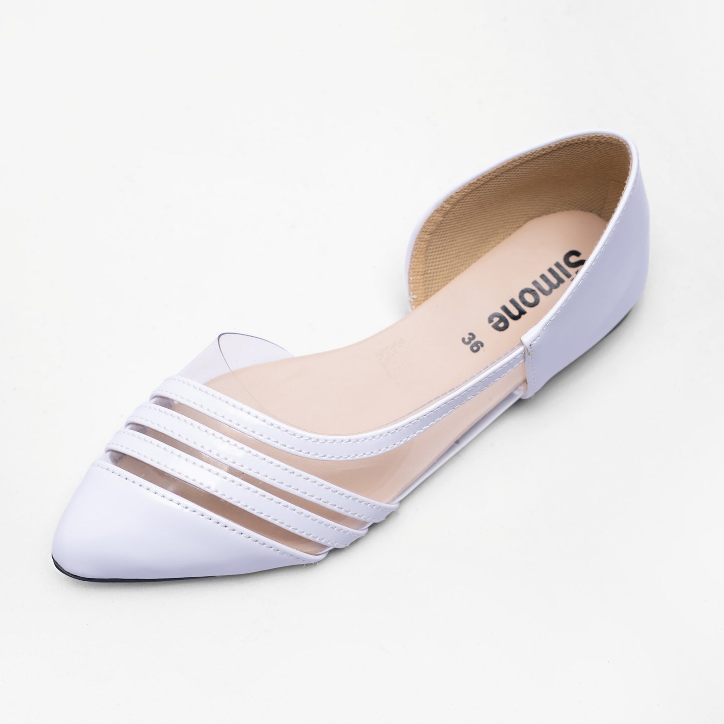 Ladies D'Orsay Striped Transparent Court Shoe