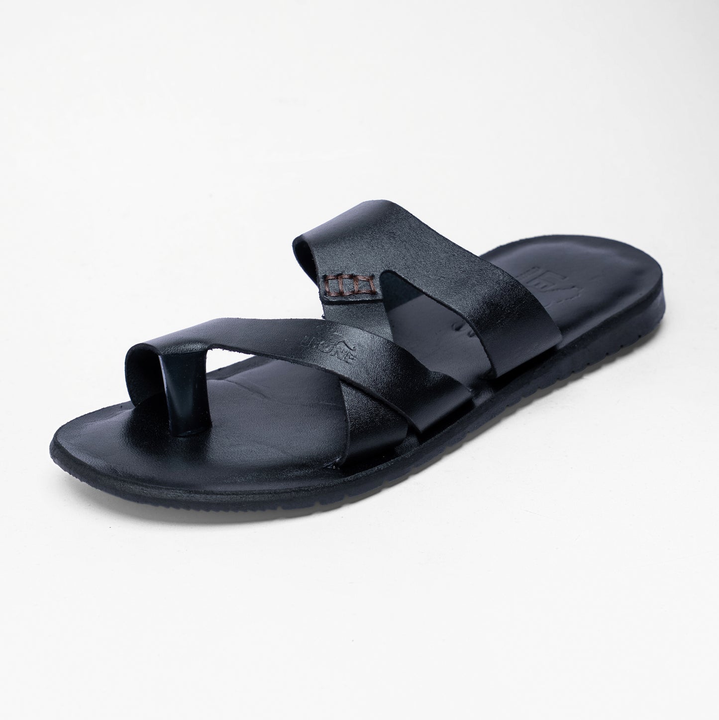 LEONE Men's Genuine Leather Cross-Strap Sandals