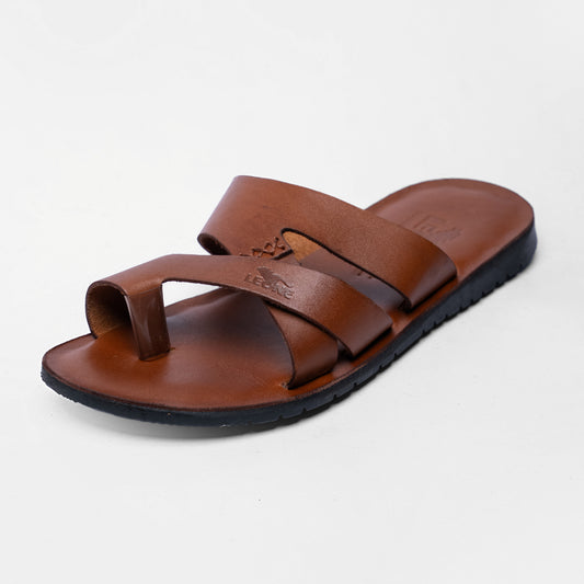 LEONE Men's Genuine Leather Cross-Strap Sandals
