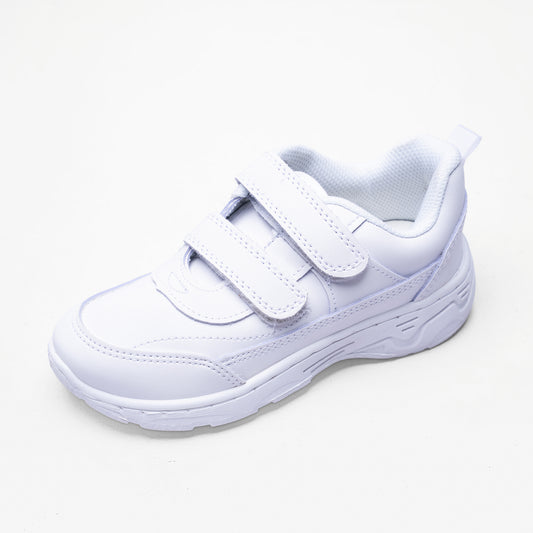 ACTIVO Kids White Velcro School Shoes
