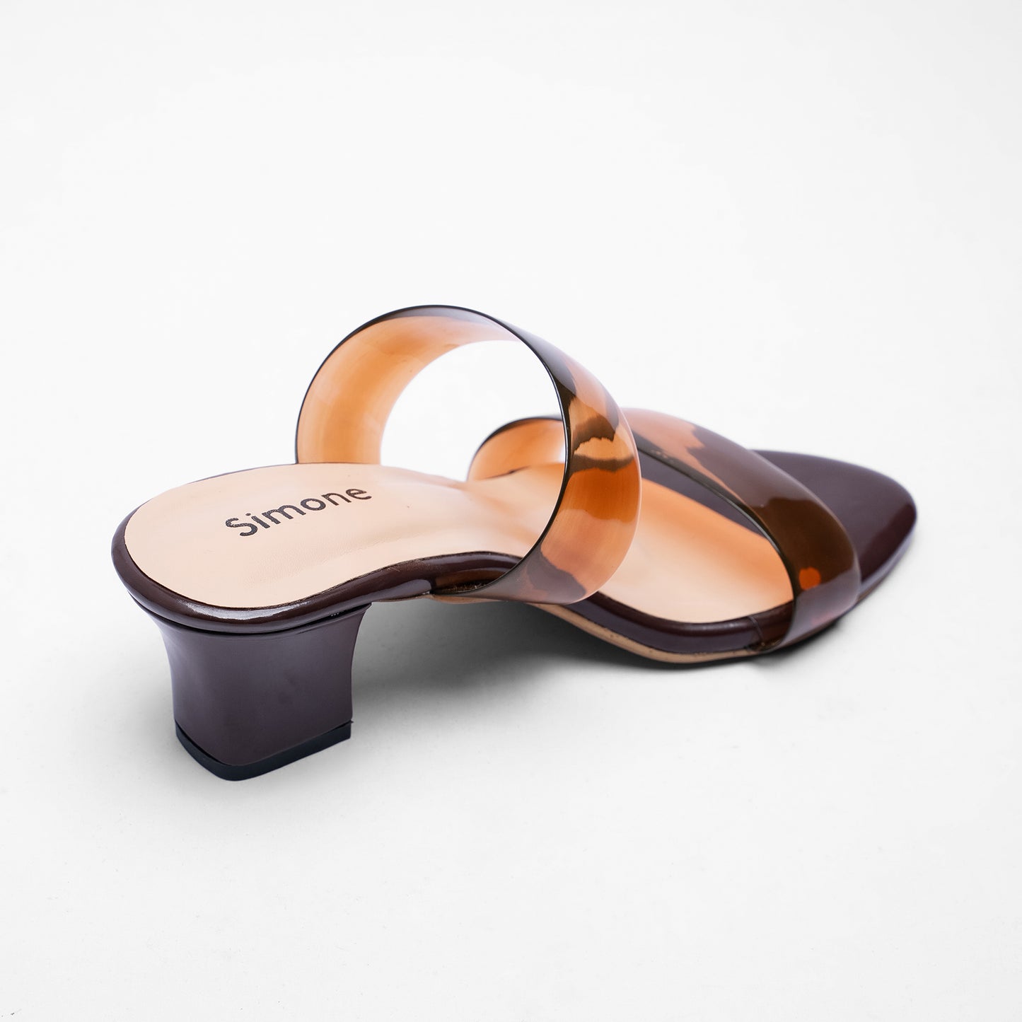 Ladies Transparent Strap Box Heel