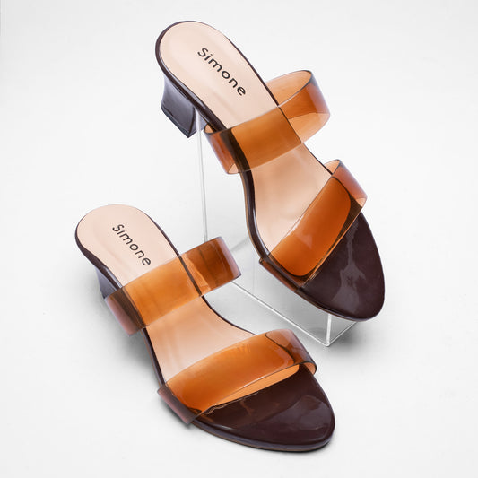 Ladies Transparent Strap Box Heel