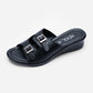 Ladies Double-Buckle Slide Sandals