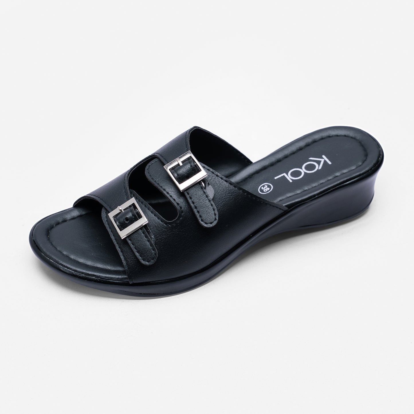 Ladies Double-Buckle Slide Sandals