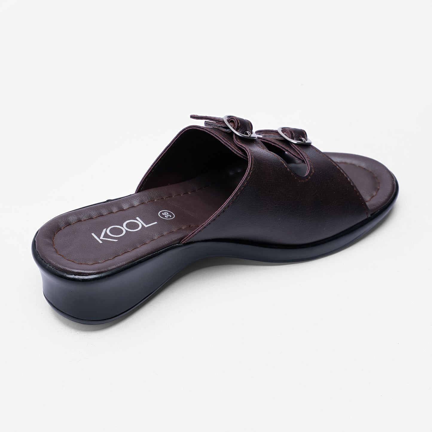 Ladies Double-Buckle Slide Sandals