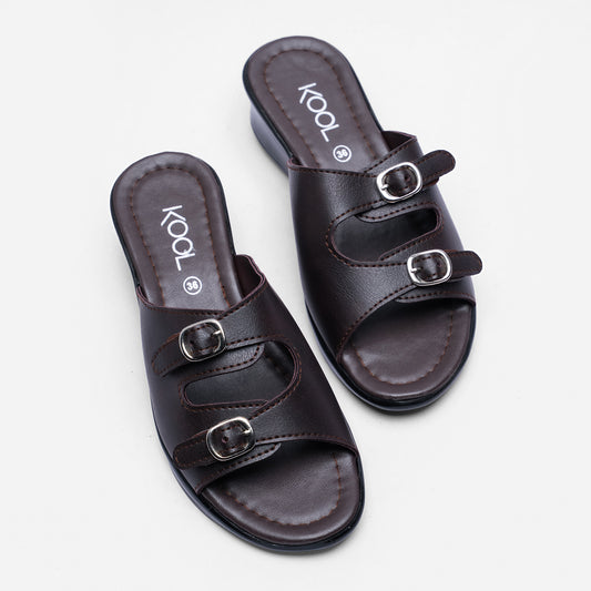 Ladies Double-Buckle Slide Sandals
