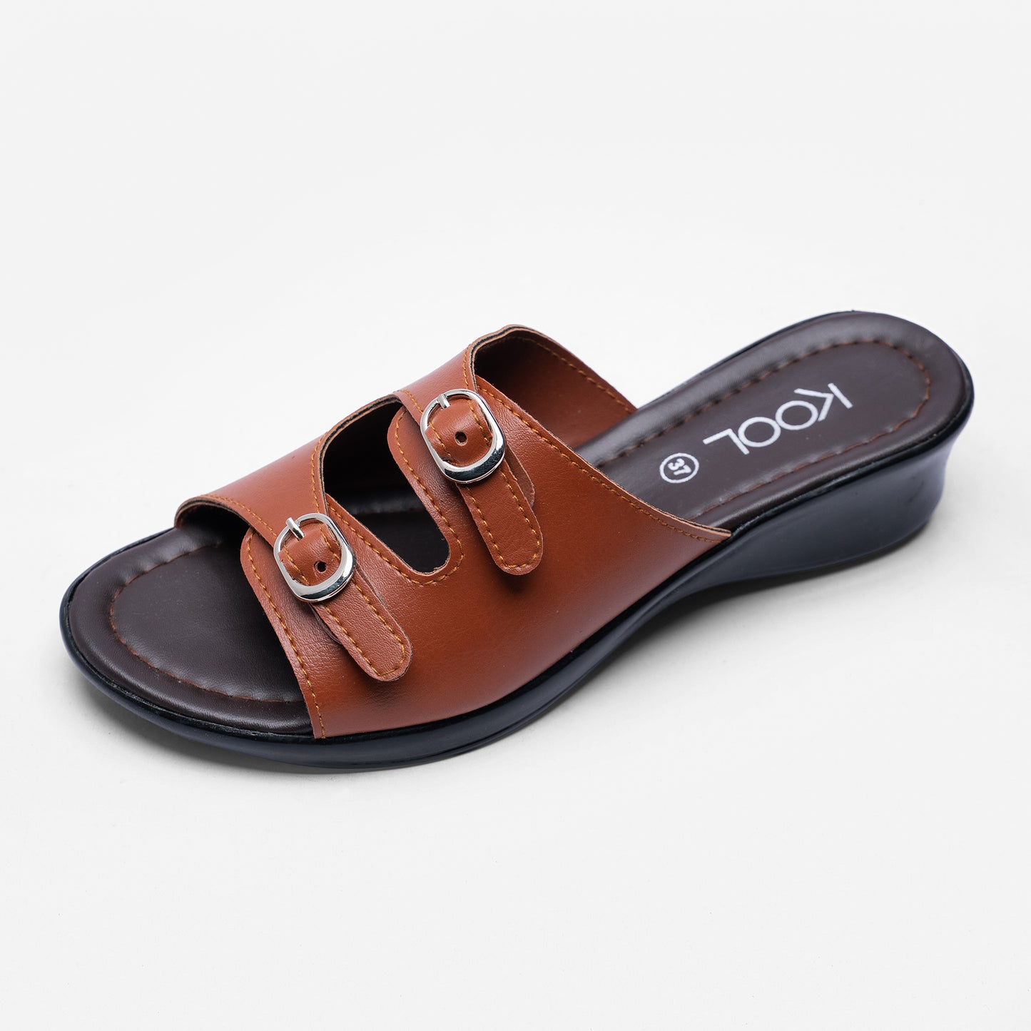 Ladies Double-Buckle Slide Sandals