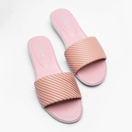 Ladies Padded Textured Slide Sandals