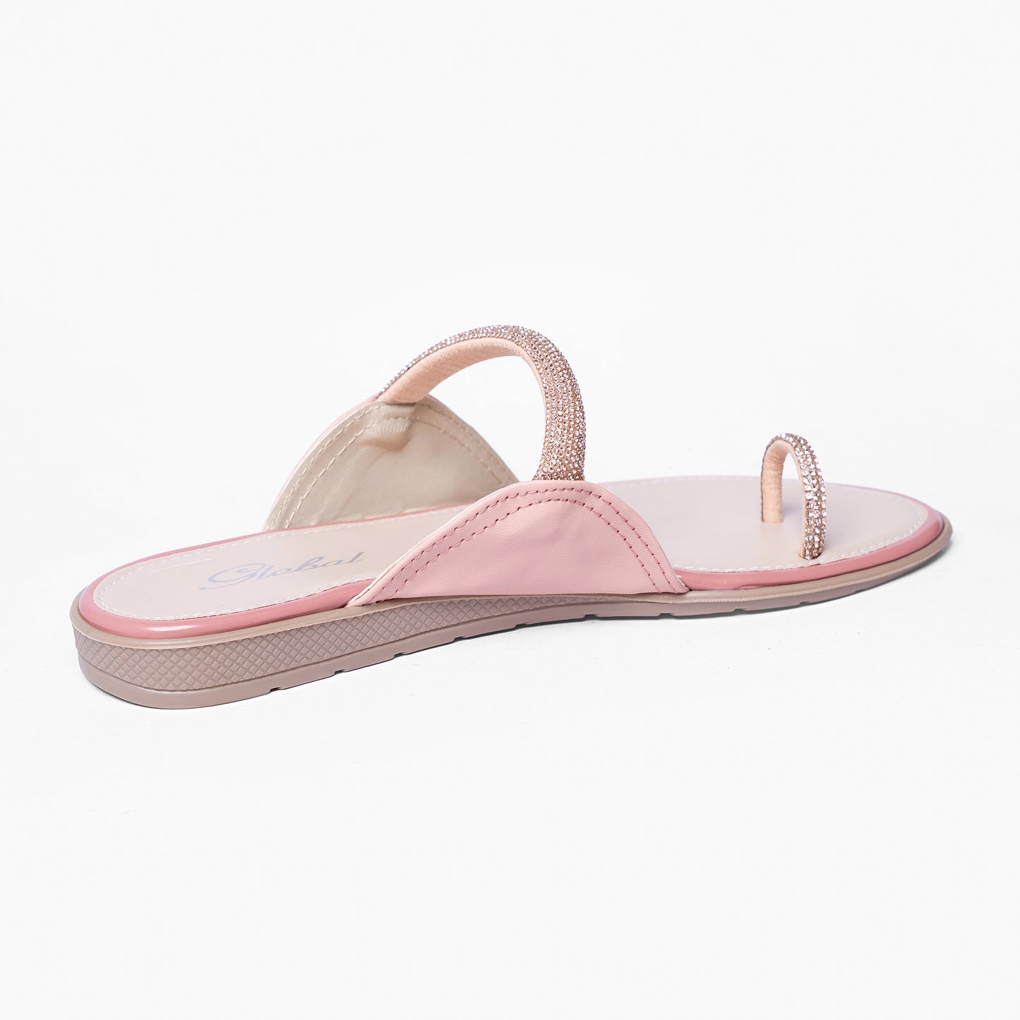 Ladies Rhinestone Toe-Ring Slide Sandals