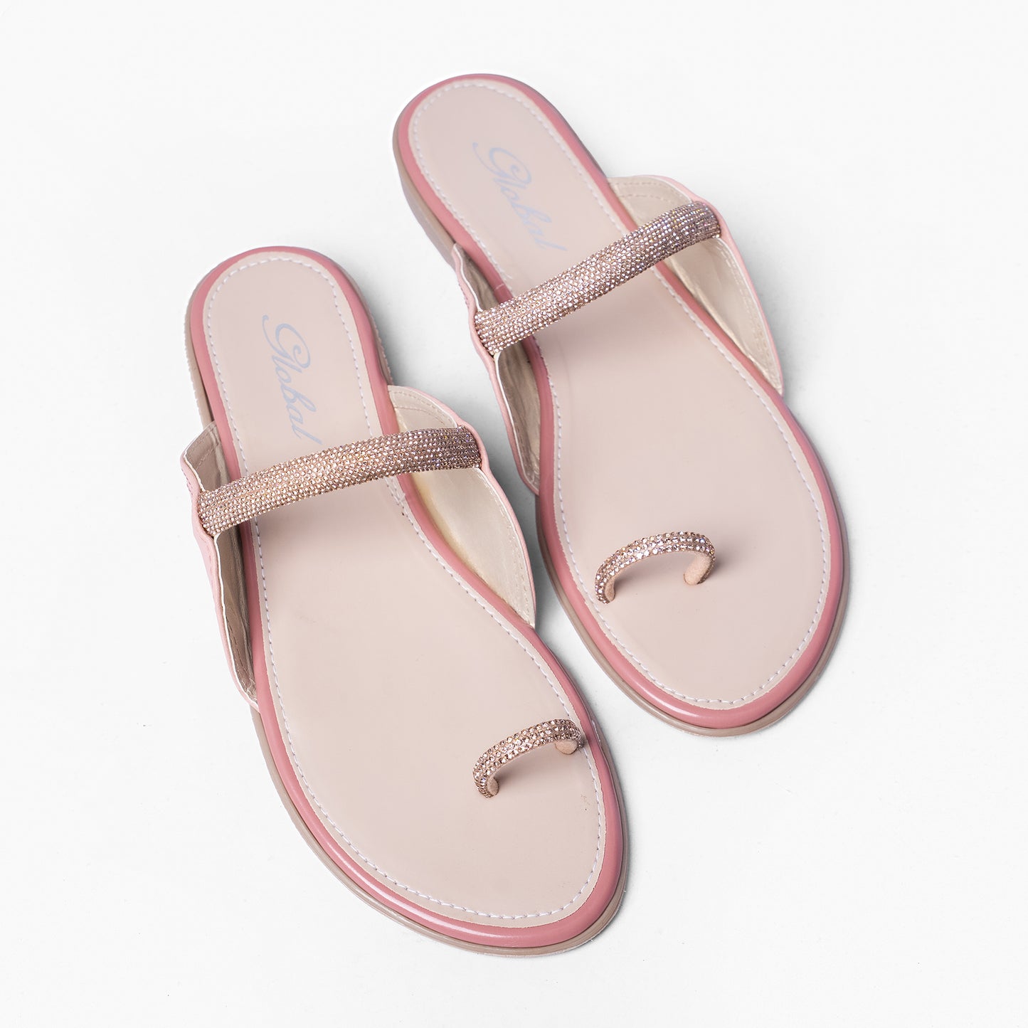 Ladies Rhinestone Toe-Ring Slide Sandals