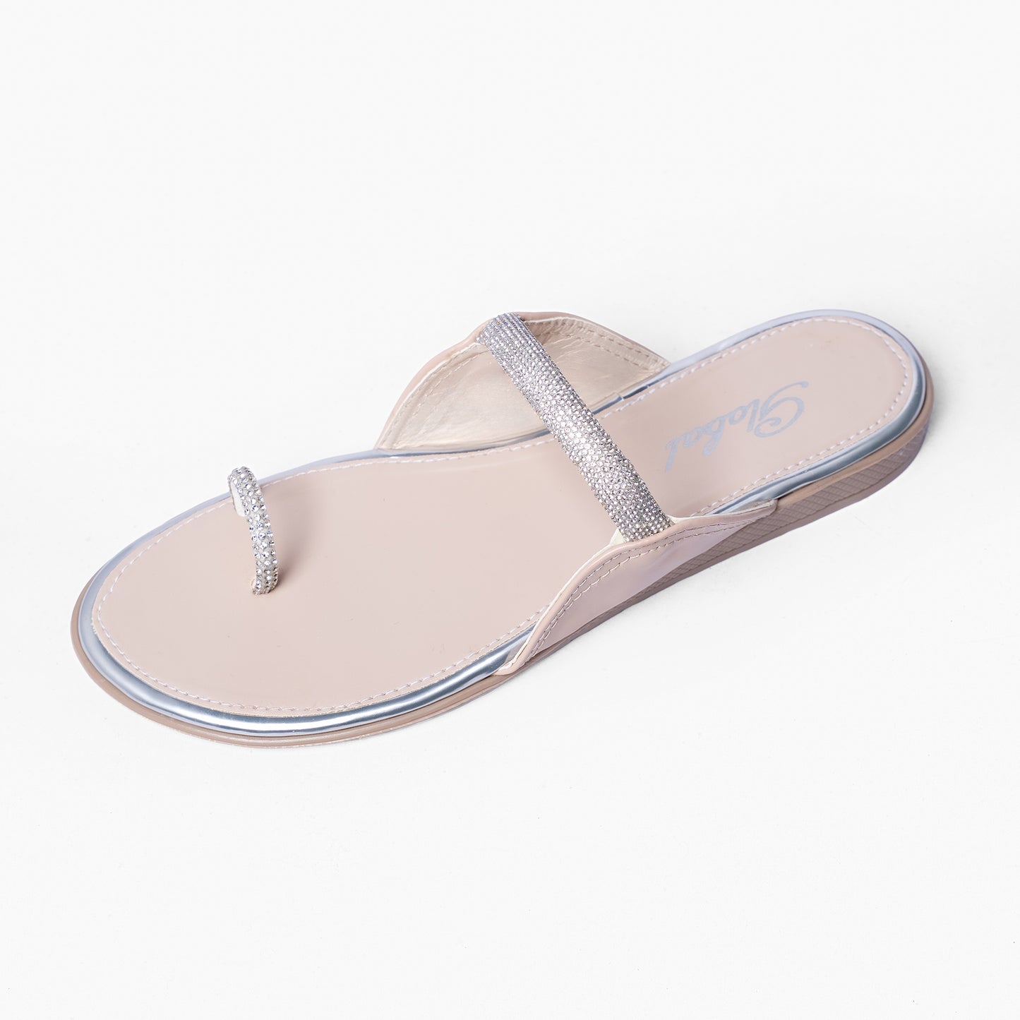 Ladies Rhinestone Toe-Ring Slide Sandals