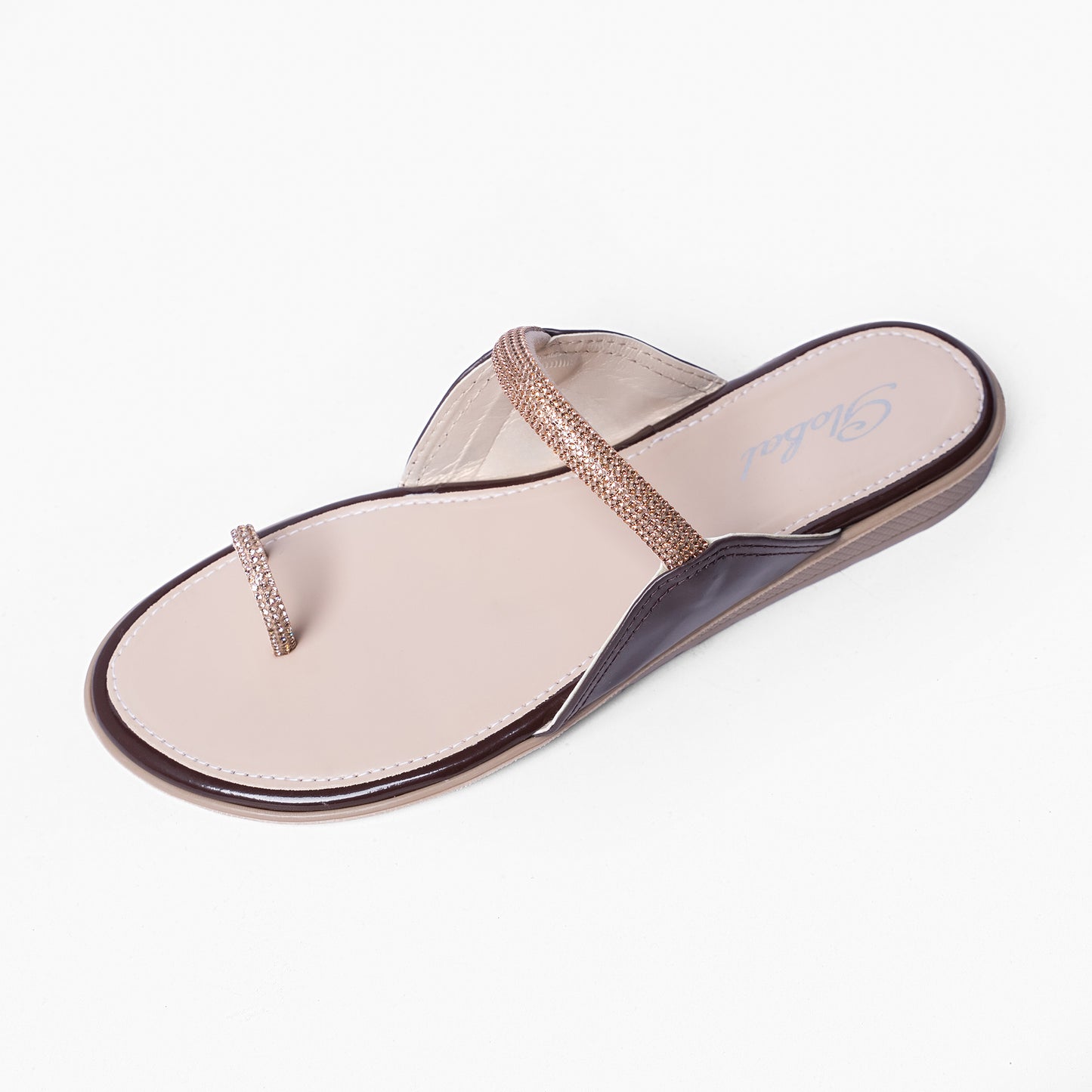 Ladies Rhinestone Toe-Ring Slide Sandals