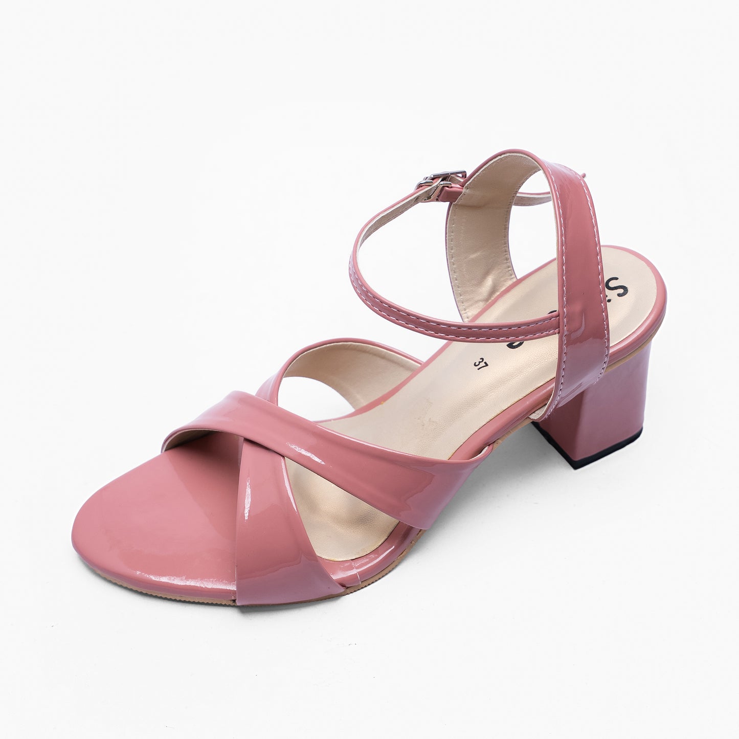 Ladies Criss-Cross Strap Box Heel Sandals