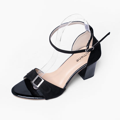 Ladies Suede Block Heel Ankle Strap Sandals