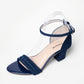 Ladies Ankle Strap Box Heel Sandal
