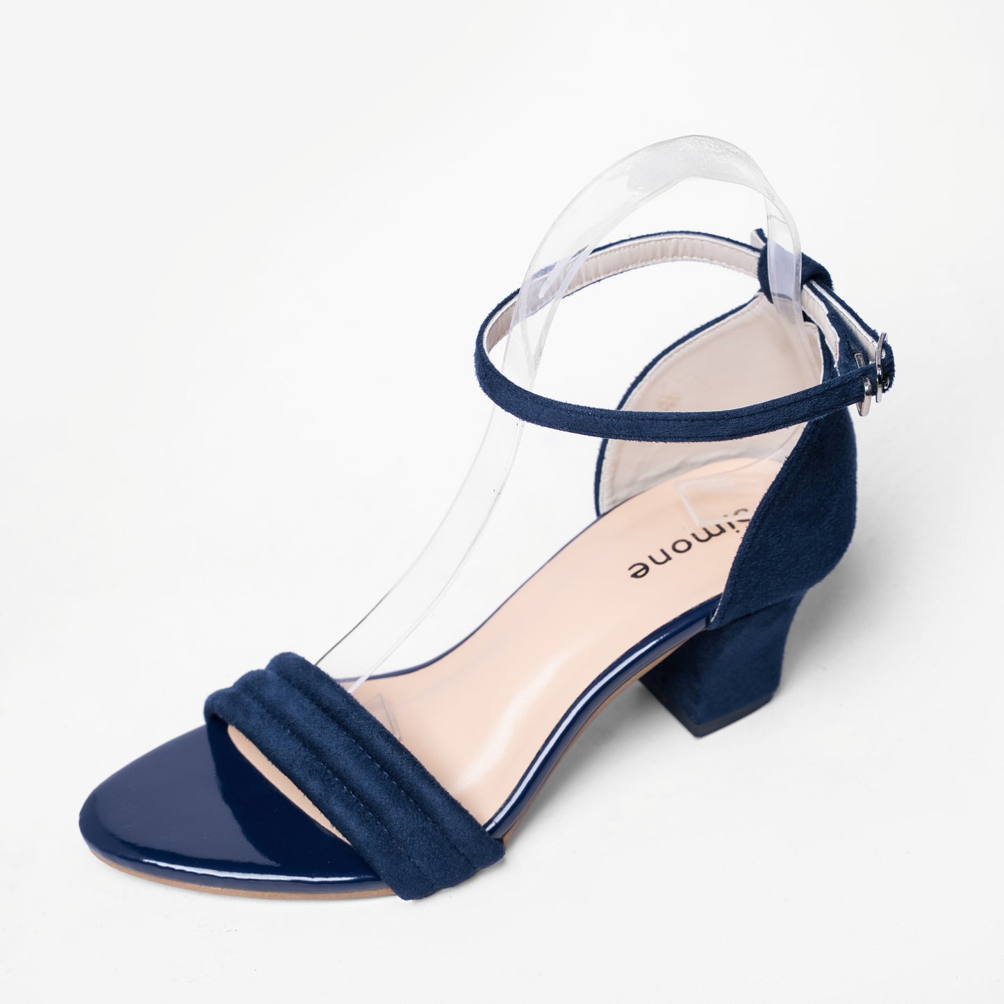 Ladies Ankle Strap Box Heel Sandal