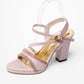 Ladies Glitter Platform Box Heel Party Sandal