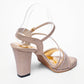 Ladies Glitter Platform Box Heel Party Sandal
