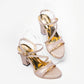 Ladies Glitter Platform Box Heel Party Sandal