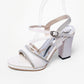 Ladies Glitter Platform Box Heel Party Sandal
