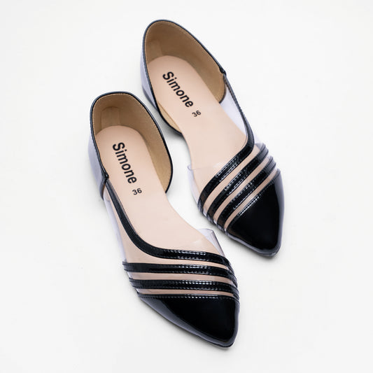 Ladies D'Orsay Striped Transparent Court Shoe