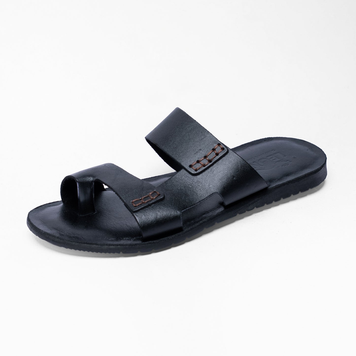 LEONE Men's Premium Leather Two-Strap Sandals