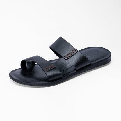 LEONE Men's Premium Leather Two-Strap Sandals