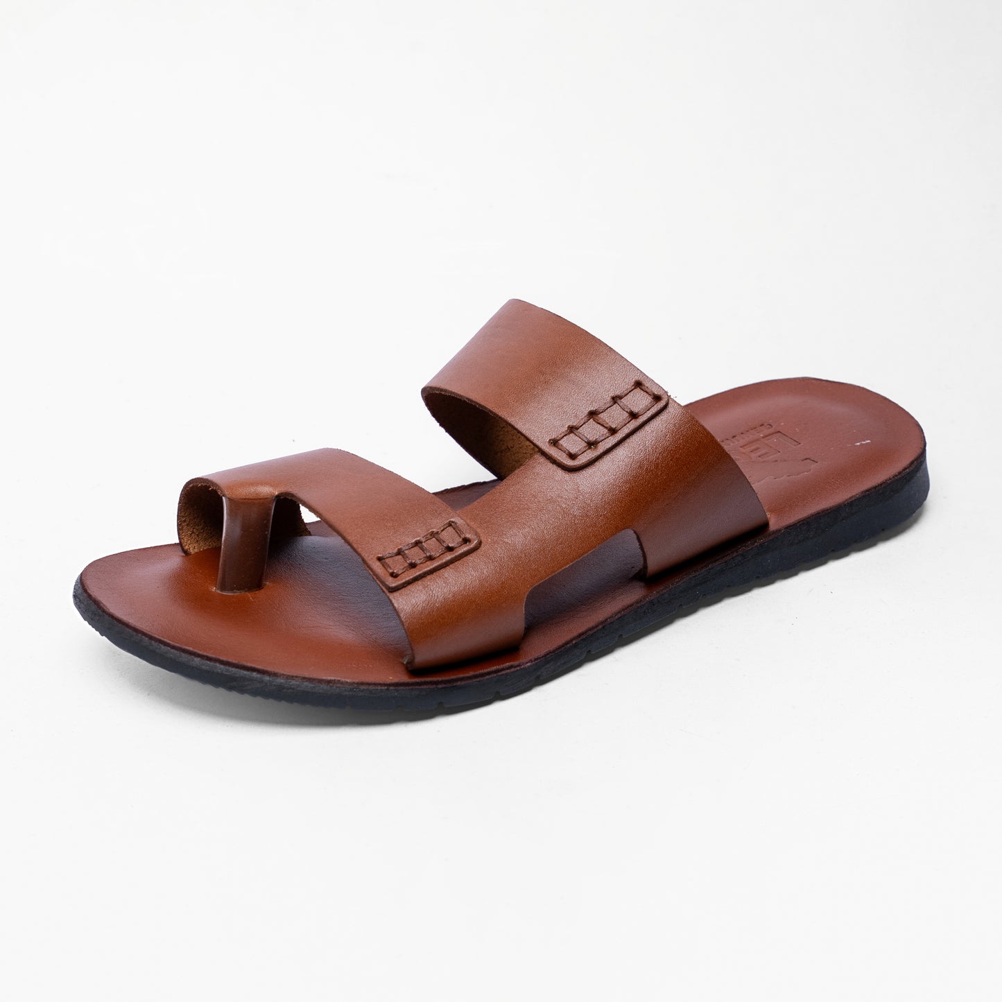 LEONE Men's Premium Leather Two-Strap Sandals