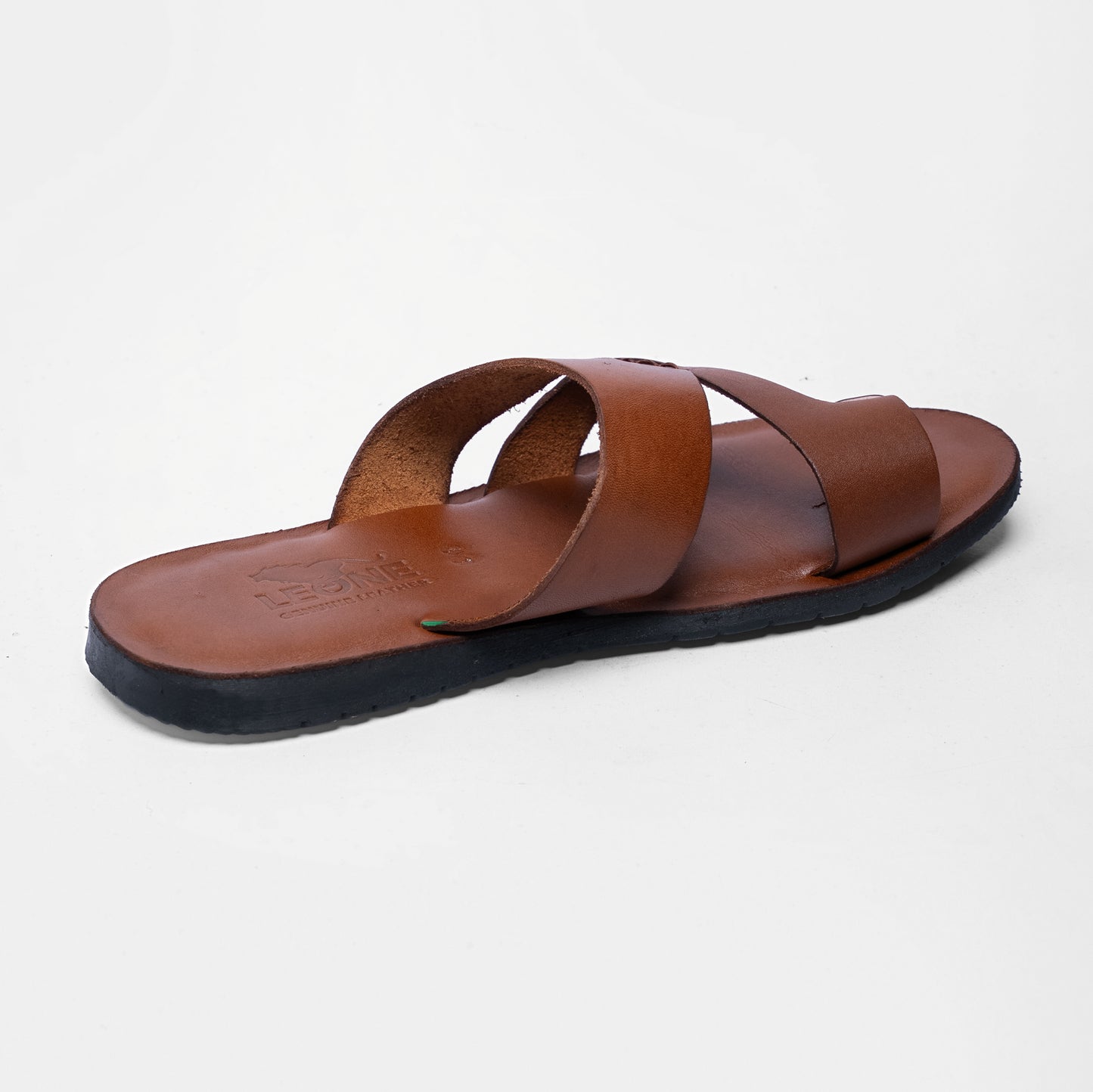 LEONE Men's Genuine Leather Cross-Strap Sandals