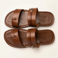 LEONE Men's Premium Leather Two-Strap Sandals