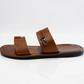 LEONE Men's Premium Leather Two-Strap Sandals