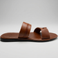 LEONE Men's Premium Leather Two-Strap Sandals