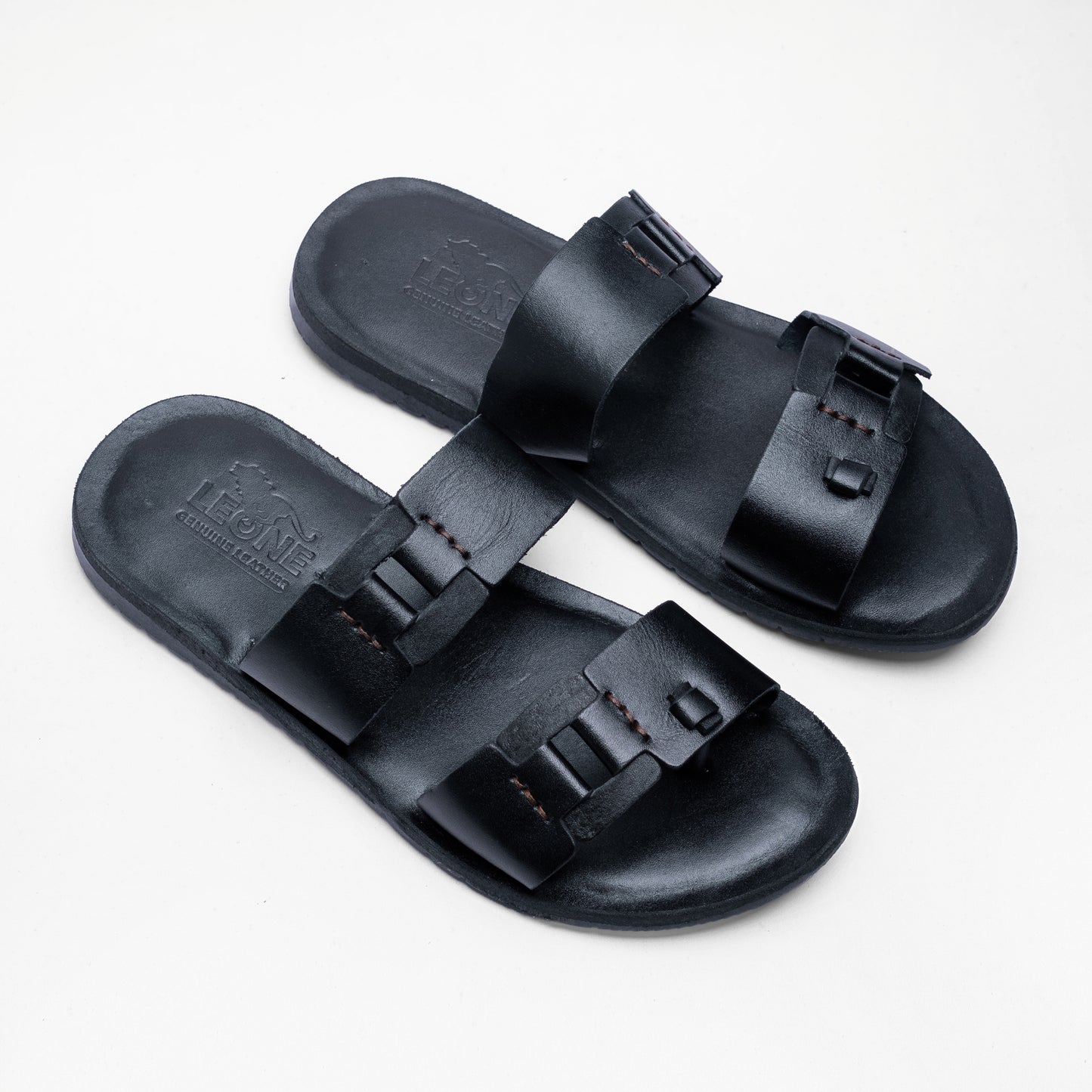 Men's Casual Two-Strap Leather Sandals